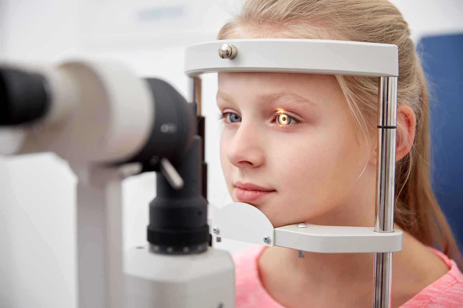 Girl getting her vision checked at Newport Beach